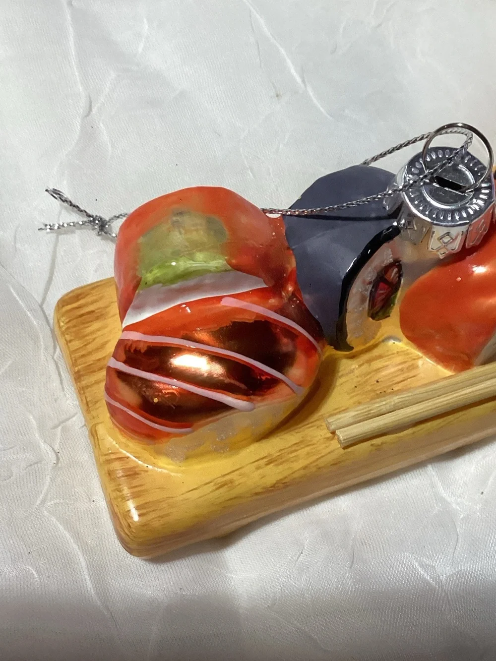 Sushi & Chinese Dumplings Glass Christmas Ornaments Fun Holiday Tree Decor
